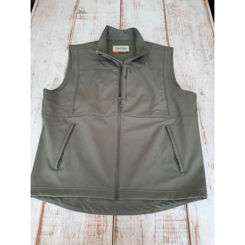 Duck Camp Barnaby Softshell Vest Mens XL Olive Green Fleece Lined Zip Jacket